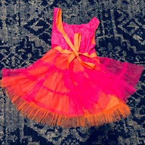 Pink and orange sundress.